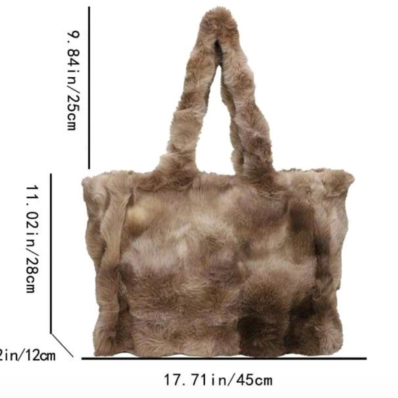 Chic Faux Fur Shoulder Bag - Tan - Picture 3 of 3